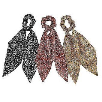 Vibrant Hair Scrunchies with Long Ribbons - Stylish Elastic Ponytail Holders for