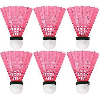 6 Pack Plastic Badminton Durable Sports Training Ball Badminton Playing Outdoor - Pink -CEUK