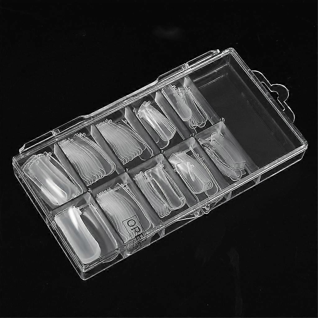 Fully Covering Transparent Artificial Nails, Acrylic, 100pcs