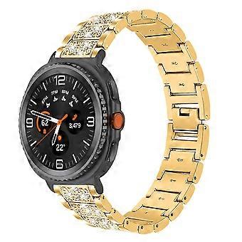 Luxuriöses Edelstahl Armband mit Diamant Design Gold für Samsung Galaxy Watch 8 / 8 Classic