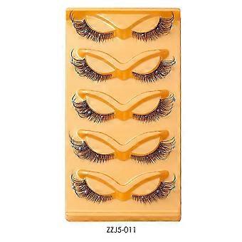5 pares de cílios postiços claros com pérolas, extensões de cílios