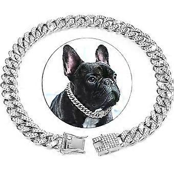 1-3pcs Dog Chain Diamond Collar Walking Metal with Design Secure Buckle, Pet Cuban Jewelry Accessories
