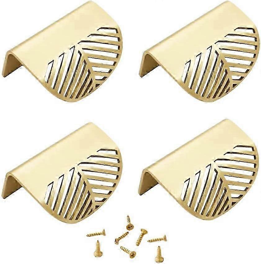 Set of 4 gold leaf-shaped knobs, for drawers and cabinets.