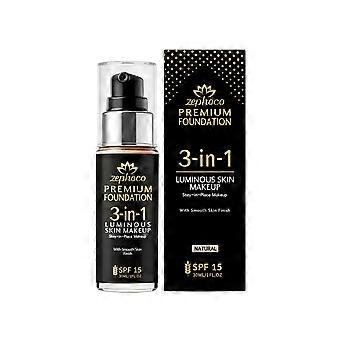 Zephoco 3-in-1 Multi effect Makeup Holding liquid foundation (Natural Color) Lightly apply to skin to modify skin flaws Natural Makeup