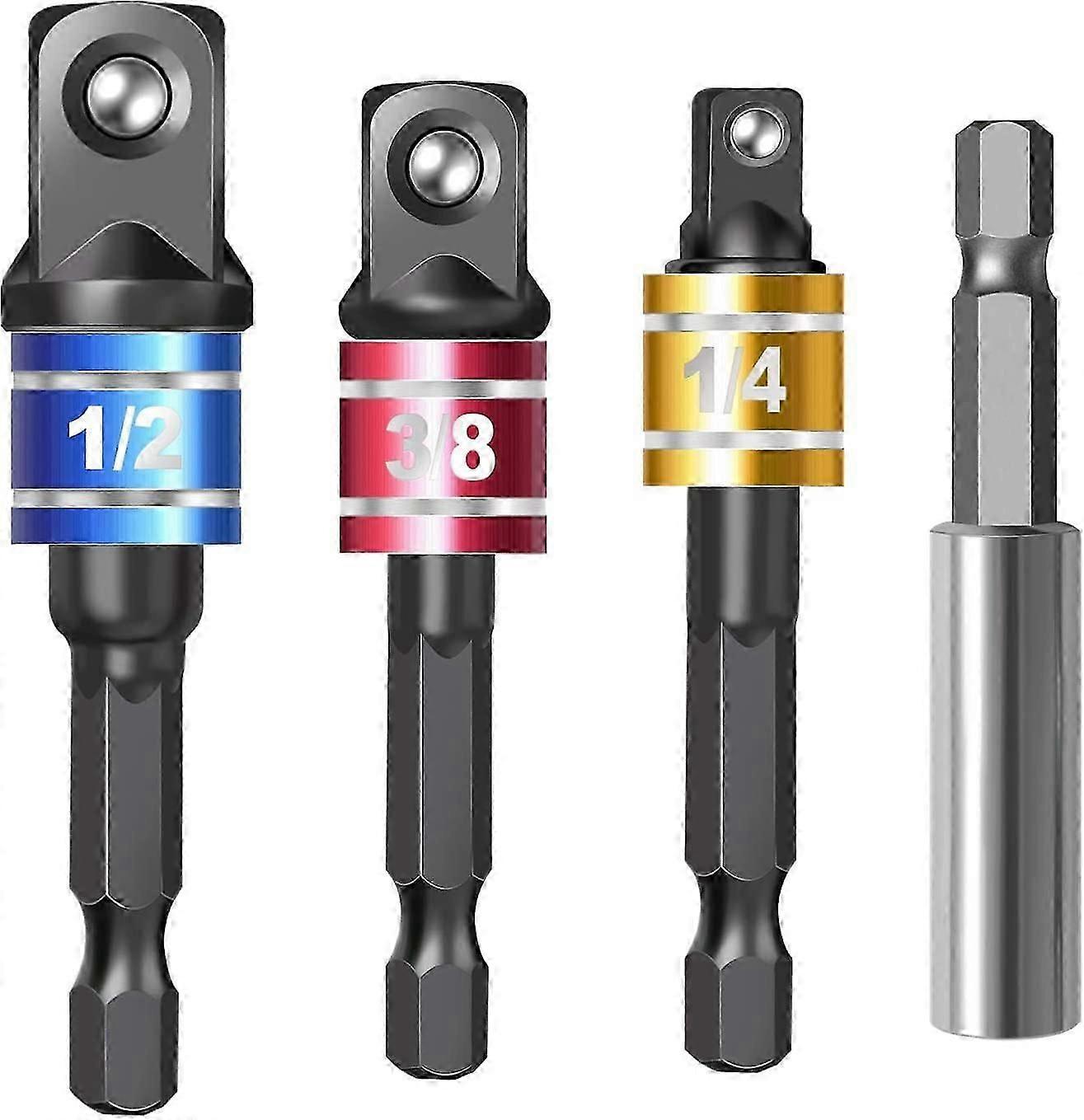 4 Pcs Impact Driver Socket Adapter Set
