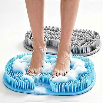 2Pack Shower Foot Scrubber Mat with Suction Cups, Silicone Body Scrubber