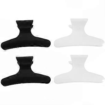 Professional Hair Styling 4Pcs Butterfly Style Claw Clips, Black White Hairdresser Salon Clasps