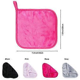 [Pack of 4] Microfiber Makeup Remover Wipes (8x8 inches), suitable for face, ultra-soft, chemical-free, reusable, suitable for all skin types