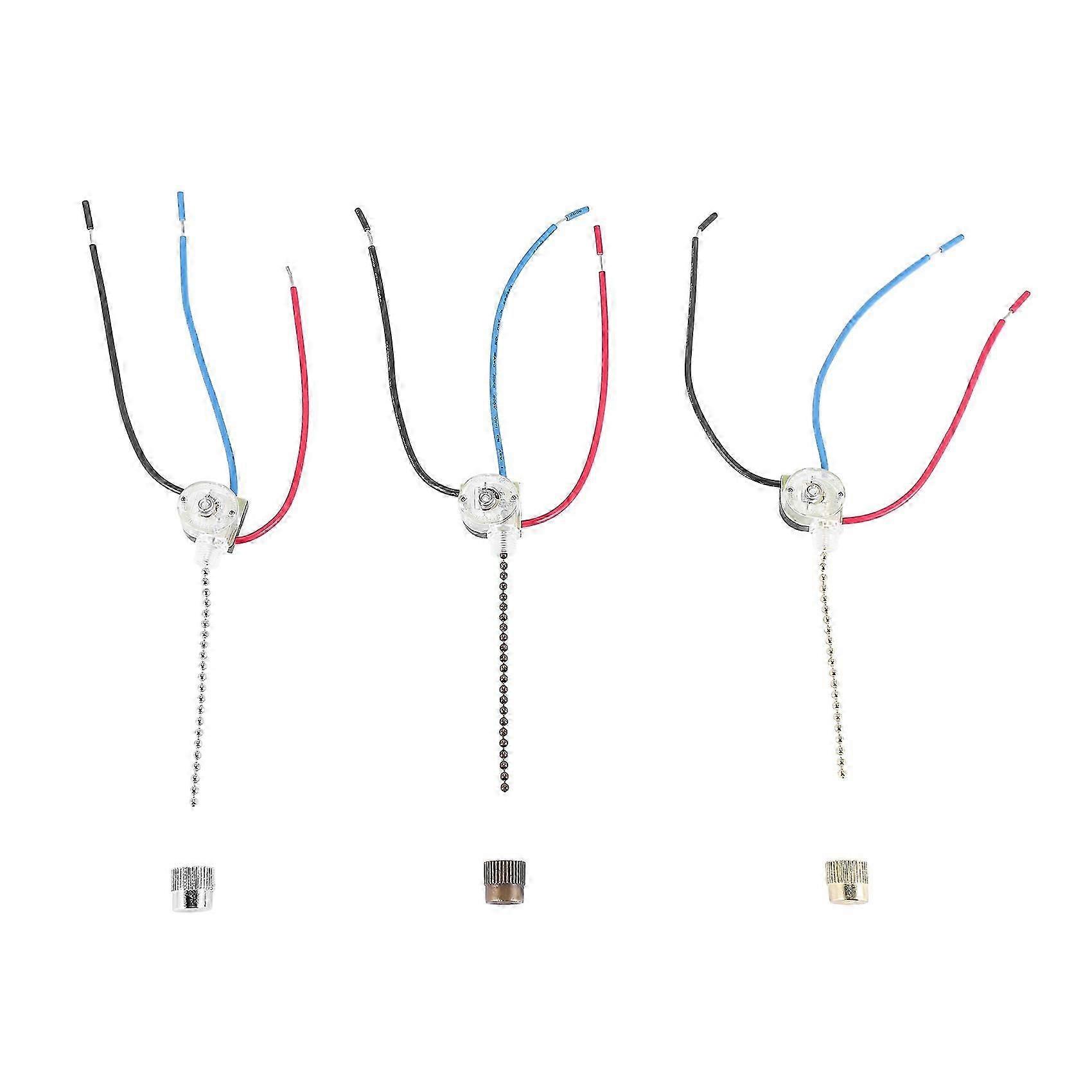 3Pack Ceiling Fan Light Switch ZE-110 Fan Switch 3 Way Speed Fan Switch Ceiling Pull Chain Switch Replacement