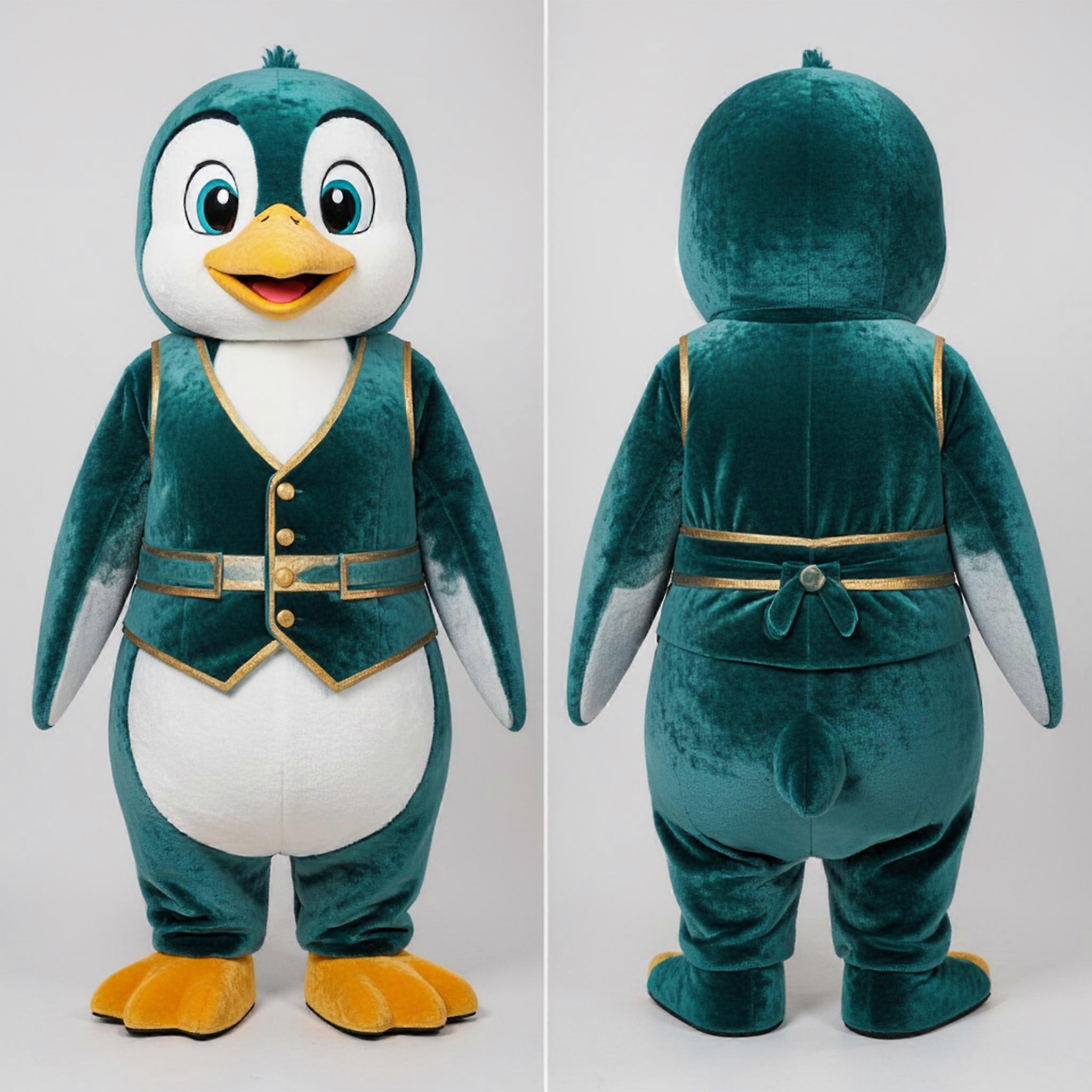 MASTICOT Teal Plush Friendly Penguin Mascot