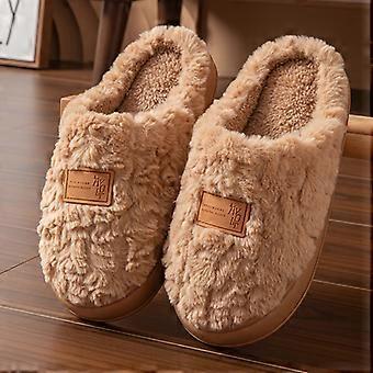New velvet autumn and winter cotton slippers men women, thick-soled outerwear furry non-slip home shoes.C8