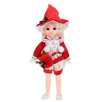 Bjd Doll with Clothes for Decor 3Pcs Red Christmas Themed Girl Dolls