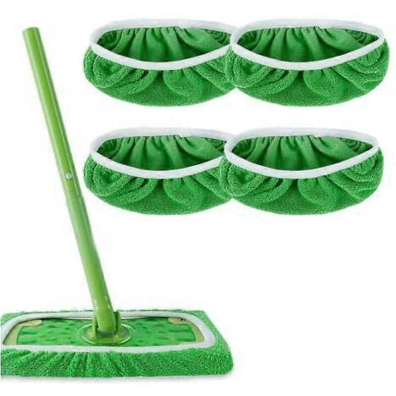 4 Washable and Reusable Mop Pads, Replacement Flat Mop Head, Mop Pad Set