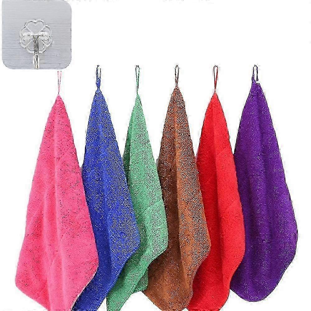 6pcs Absorbent Hanging Microfiber Towels