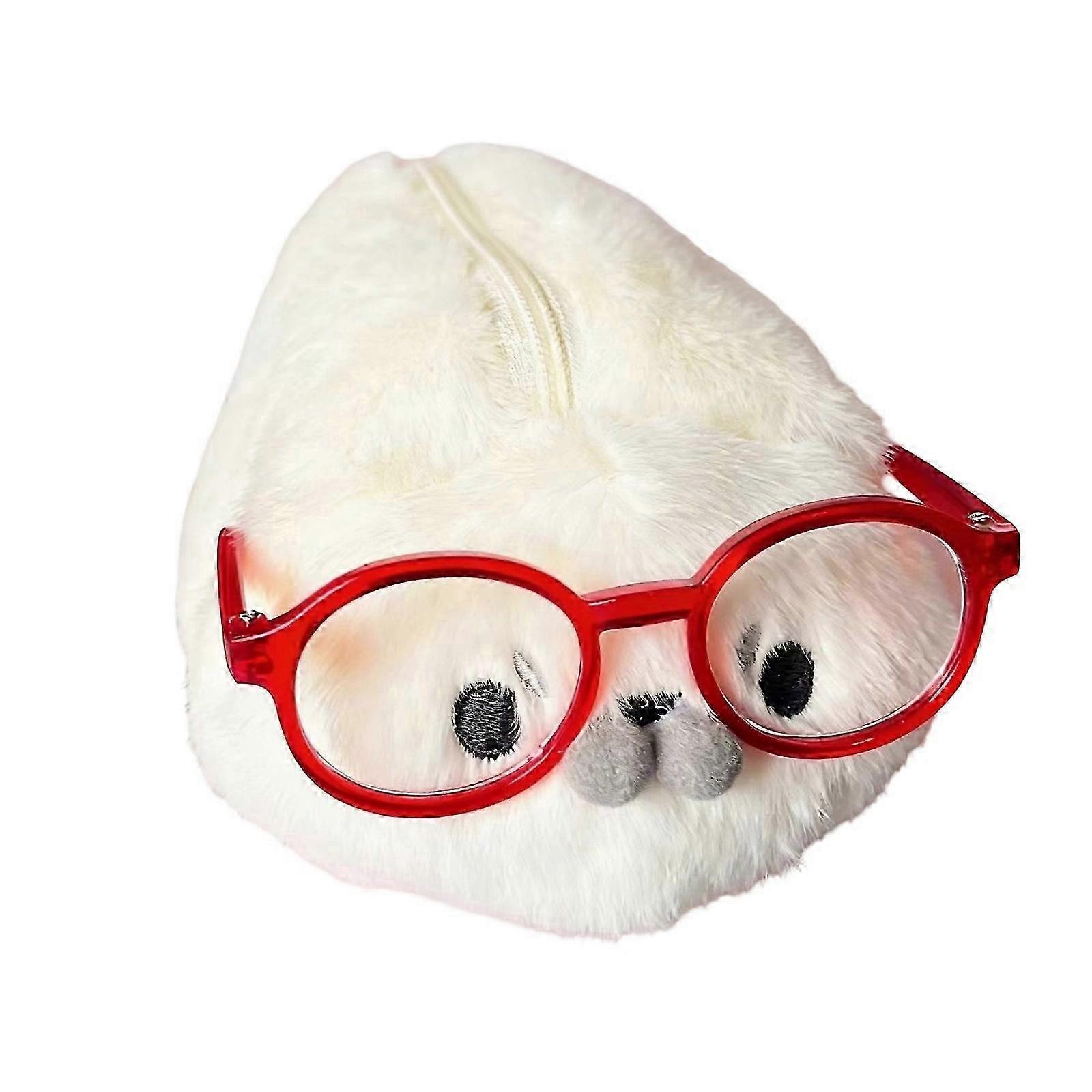 White Plush Desk Pouch