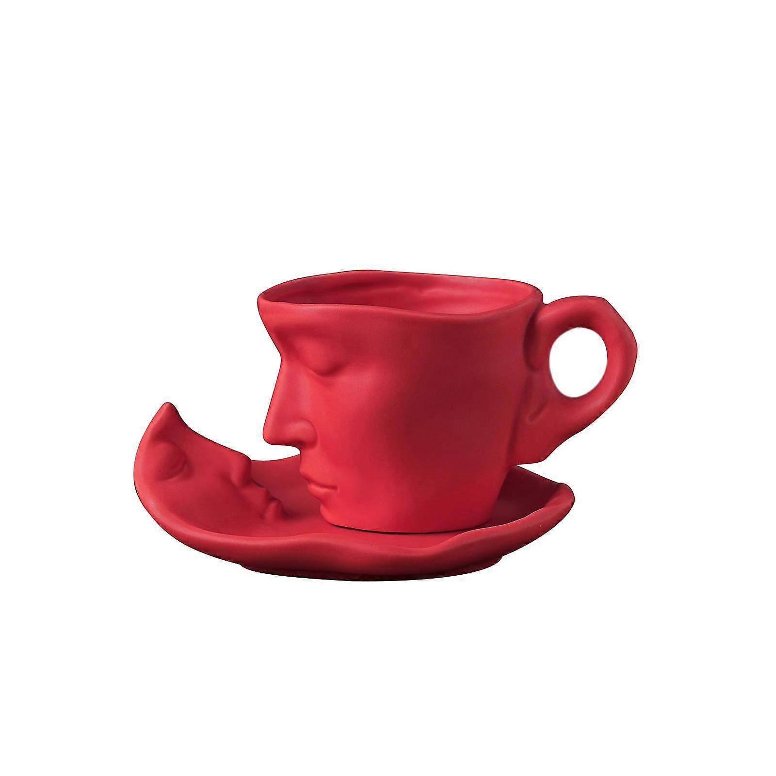 Kissing Faces Ceramic Cup Saucer Set