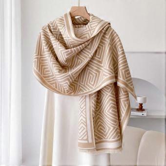 Manta/chal de lana para mujer, ideal para otoño e invierno, con forro grueso y cálido. Se puede usar como chal, bufanda, manta para la siesta o como una capa. Diseño a cuadros, de doble uso.