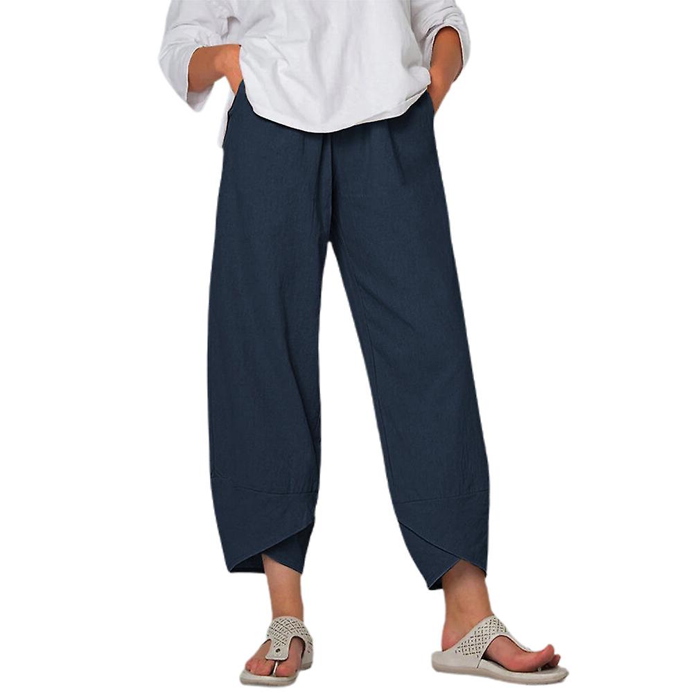 Plus size Dam Retro Lös Capri Byxor SommarStrand Beskurna Byxor