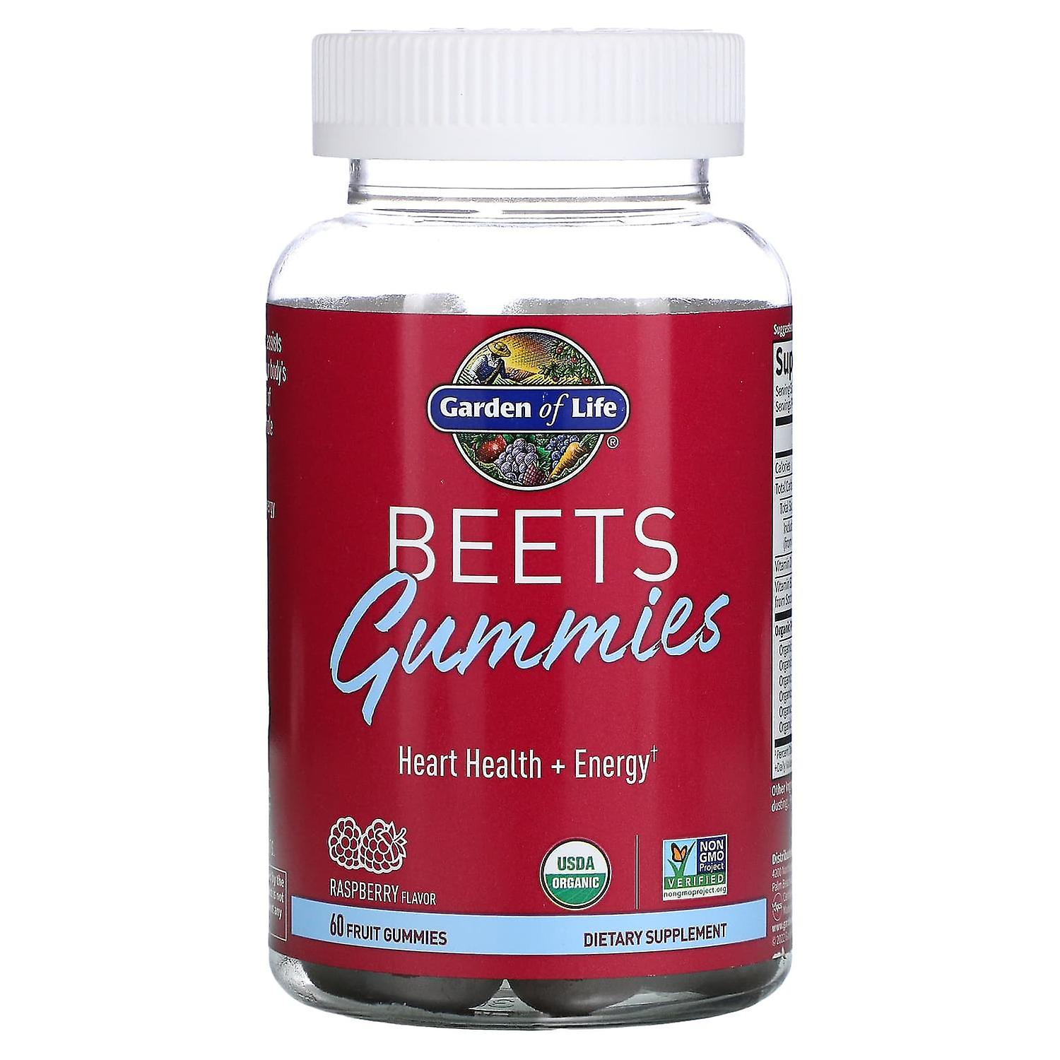 Garden of Life, Beets Gummies, Heart Health + Energy, Raspberry, 60 Fruit Gummies