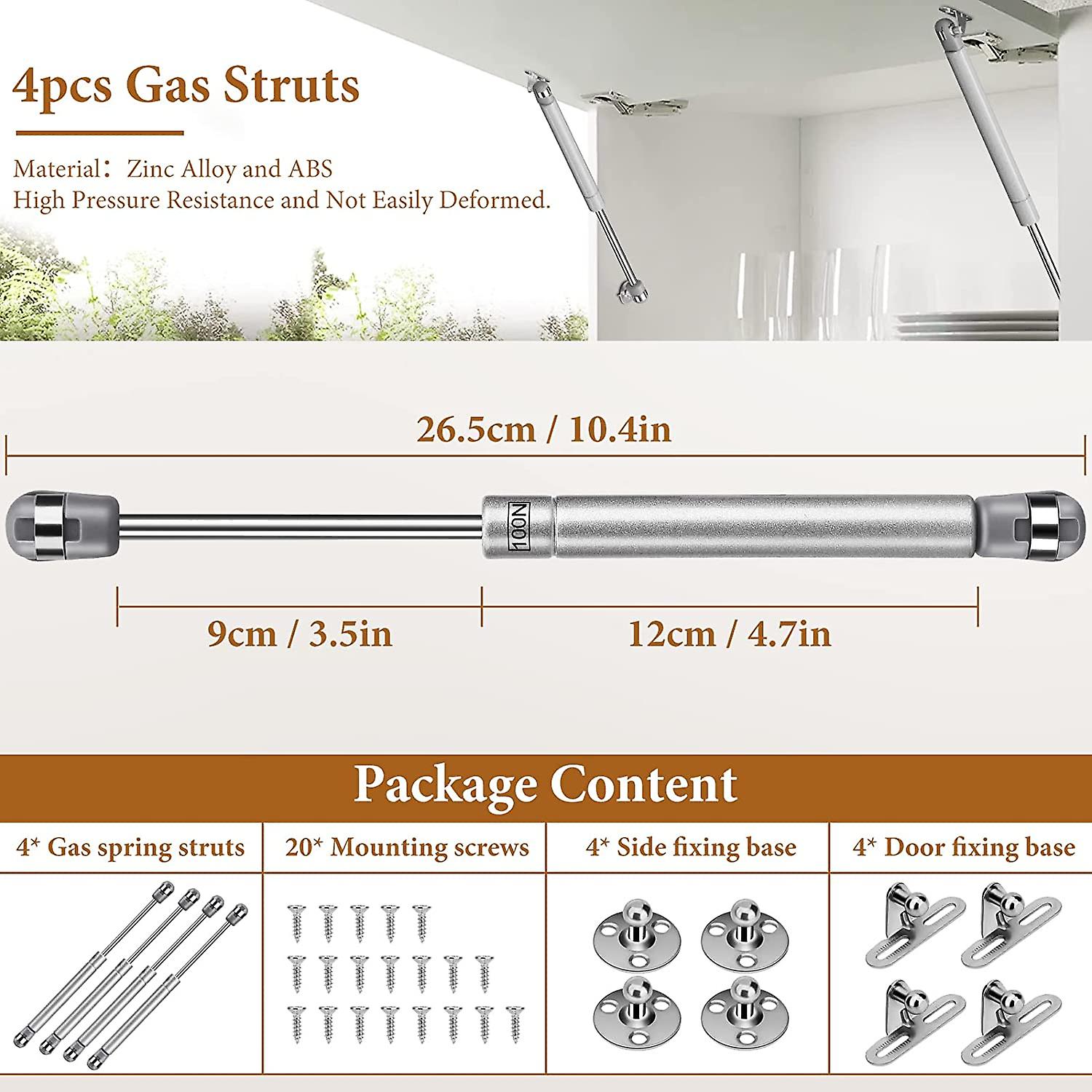 Hydraulic Struts, 4pcs Kitchen Door Hinge Gas Struts 100N Furniture