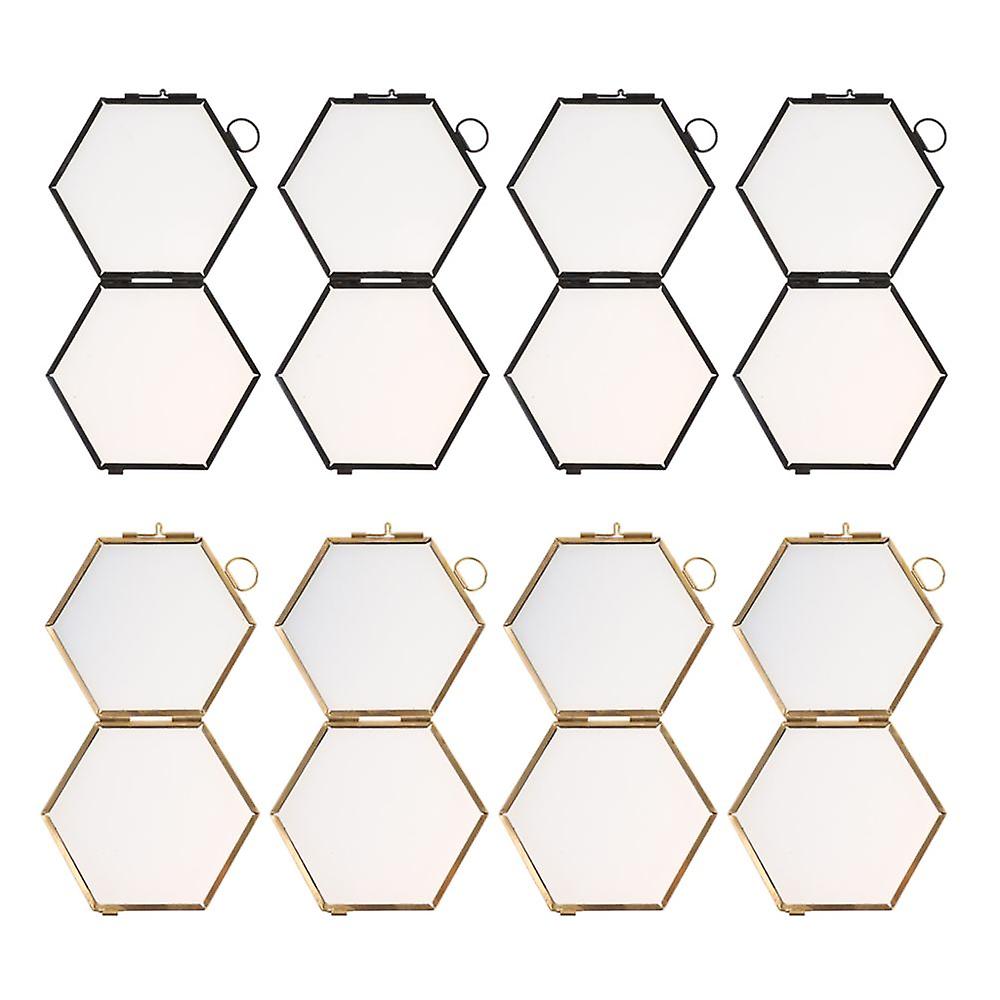 8x Vintage Style Hexagon Metal And Glass Photo Picture Frame Hanging Frame