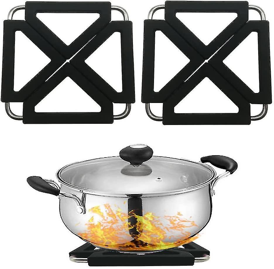2 Pcs Collapsible Trivet Mat Silic Pads, Pot H, Dish Table Mat