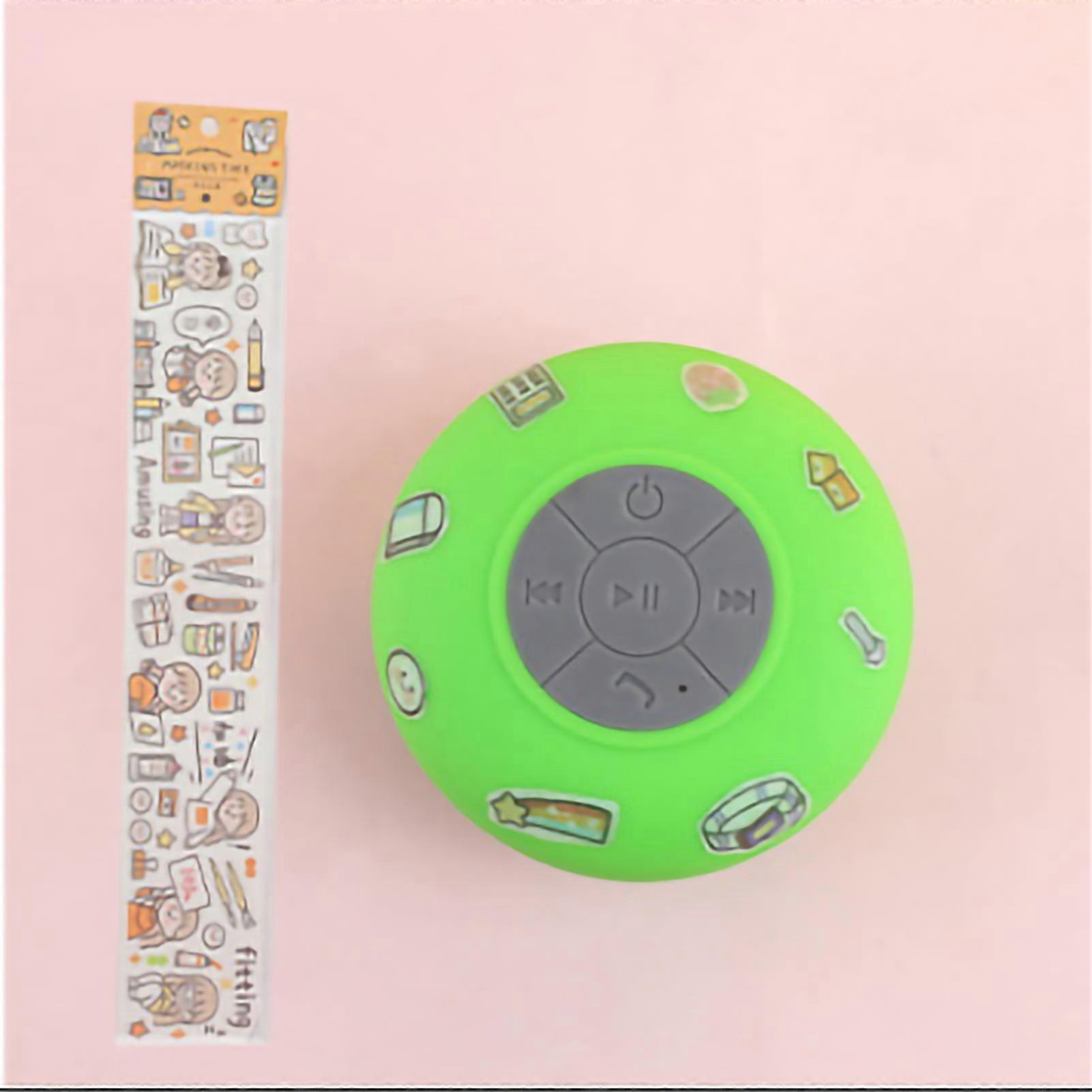 Waterproof Bluetooth Shower Speaker with Suction Cup and Multi-Function Buttons - Green