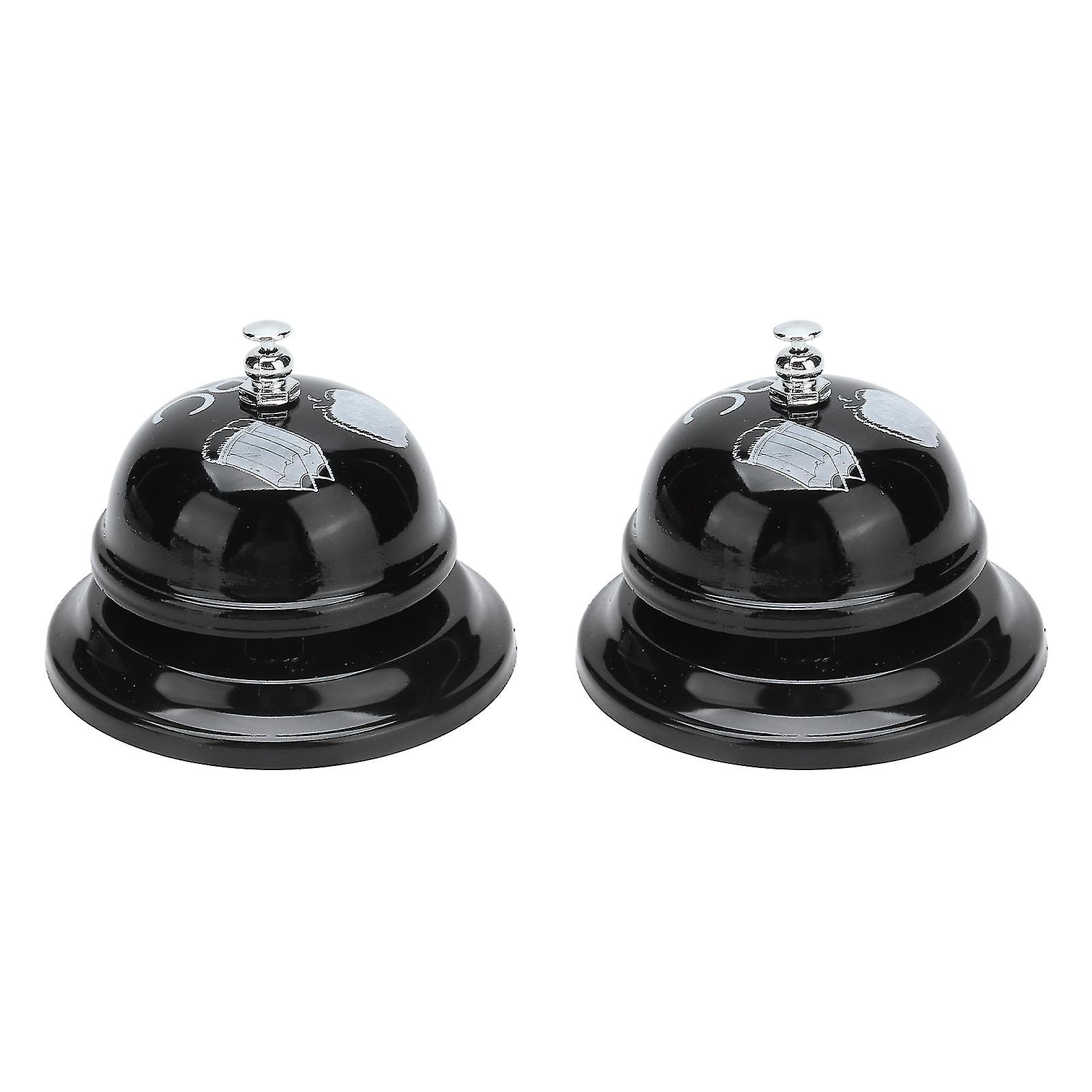 2 stk. serviceklokke i rustfritt stål 8,5 x 7,6 cm, blank svart base