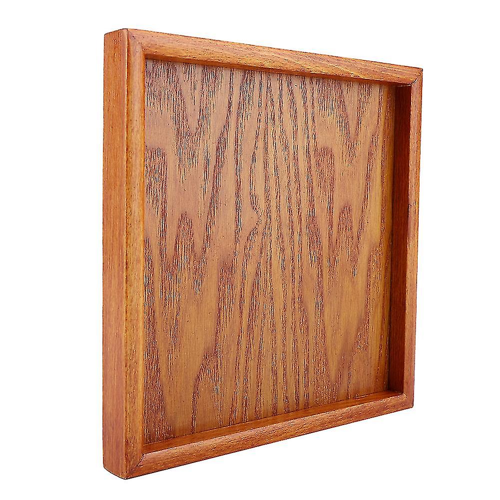 Square Solid Wood Tea Tray Coffee Sushi Snacks Serving Plate for Cafe Restaurant(18*18cm)