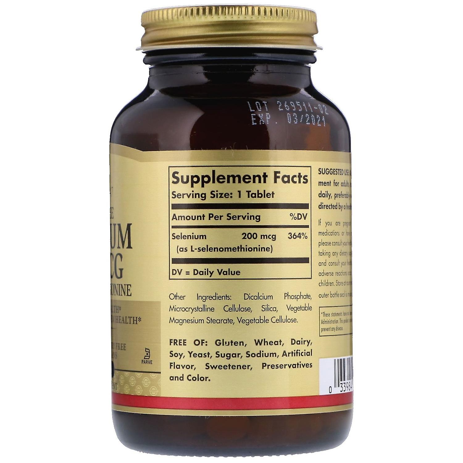 Solgar, Selenium, Yeast-Free, 200 mcg, 250 Tablets