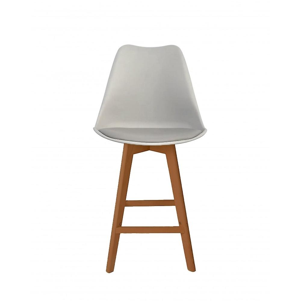 Fusion Living Soho lysegrå plastik barstol med mellemstore træben
