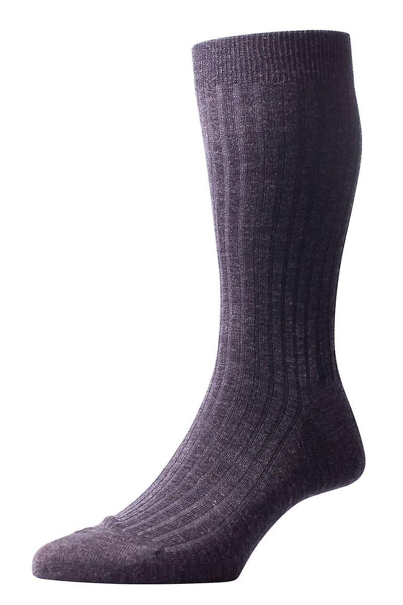 Pantherella Laburnum Rib Merino Wool Socks - Charcoal
