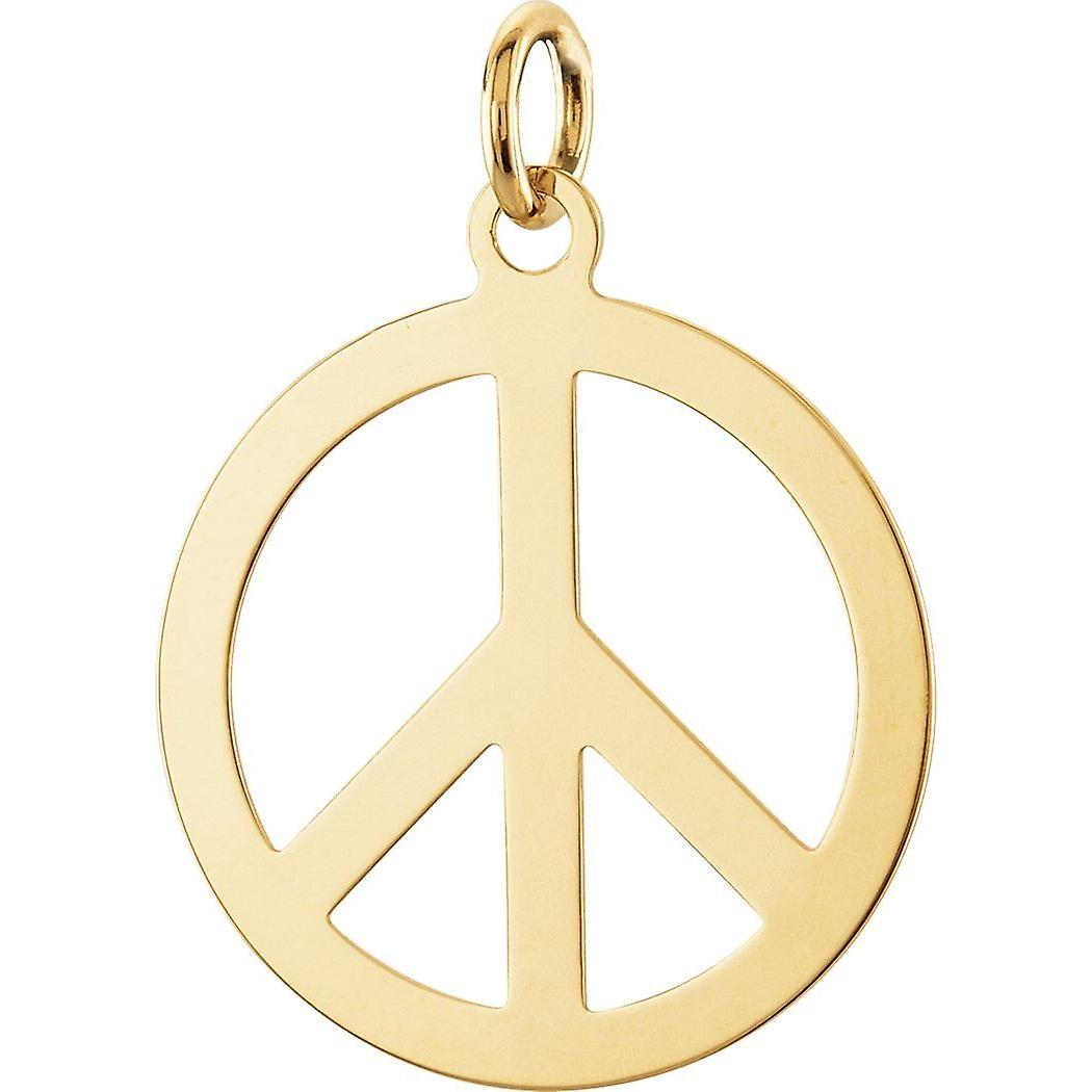 Oro giallo 14 carati ogni lucido segno di pace ciondolo collana-ciondolo per le donne - 1,2 grammi
