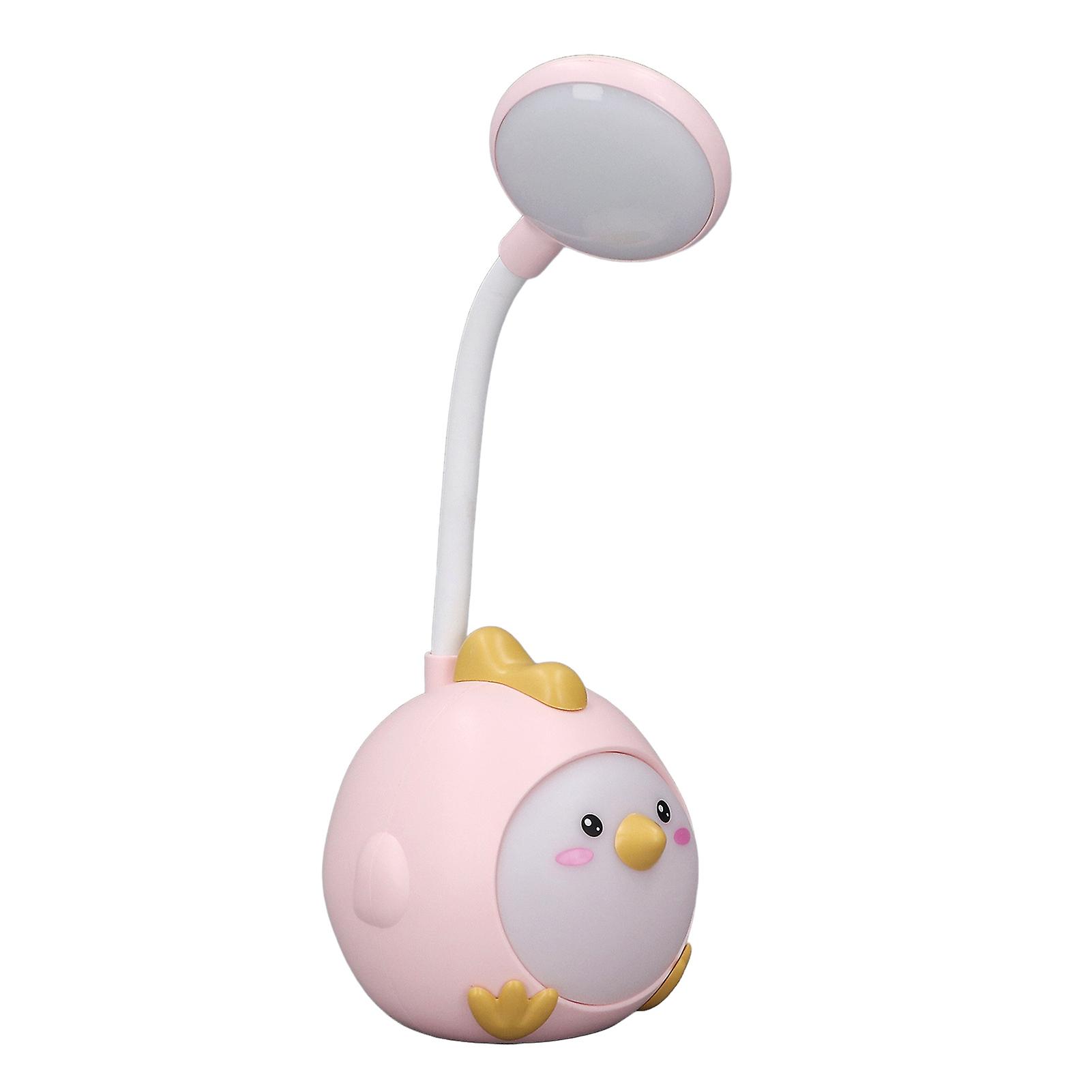 Cute LED Desk Lamp for Student 360 Degree Adjustment USB Charging Soft Light Table Lamp Night Lamp for Home Dorm Pink 