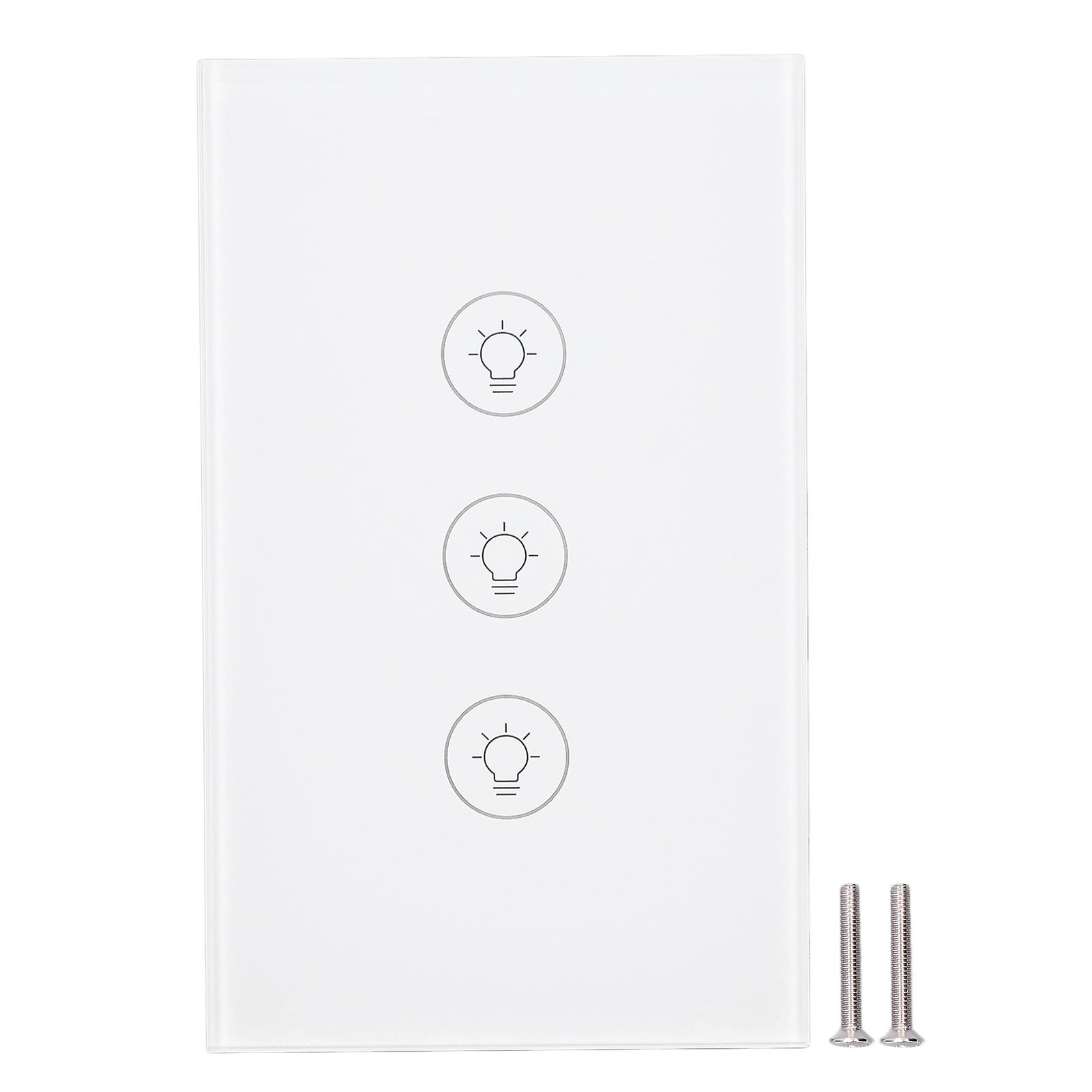 APP-Controlled Smart 3-Way Light Switch with Tempered Glass Panel for Home or Office