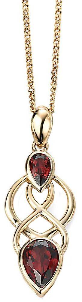 Elements Gold Celtic Style Garnet Pendant - Gold/Burgundy