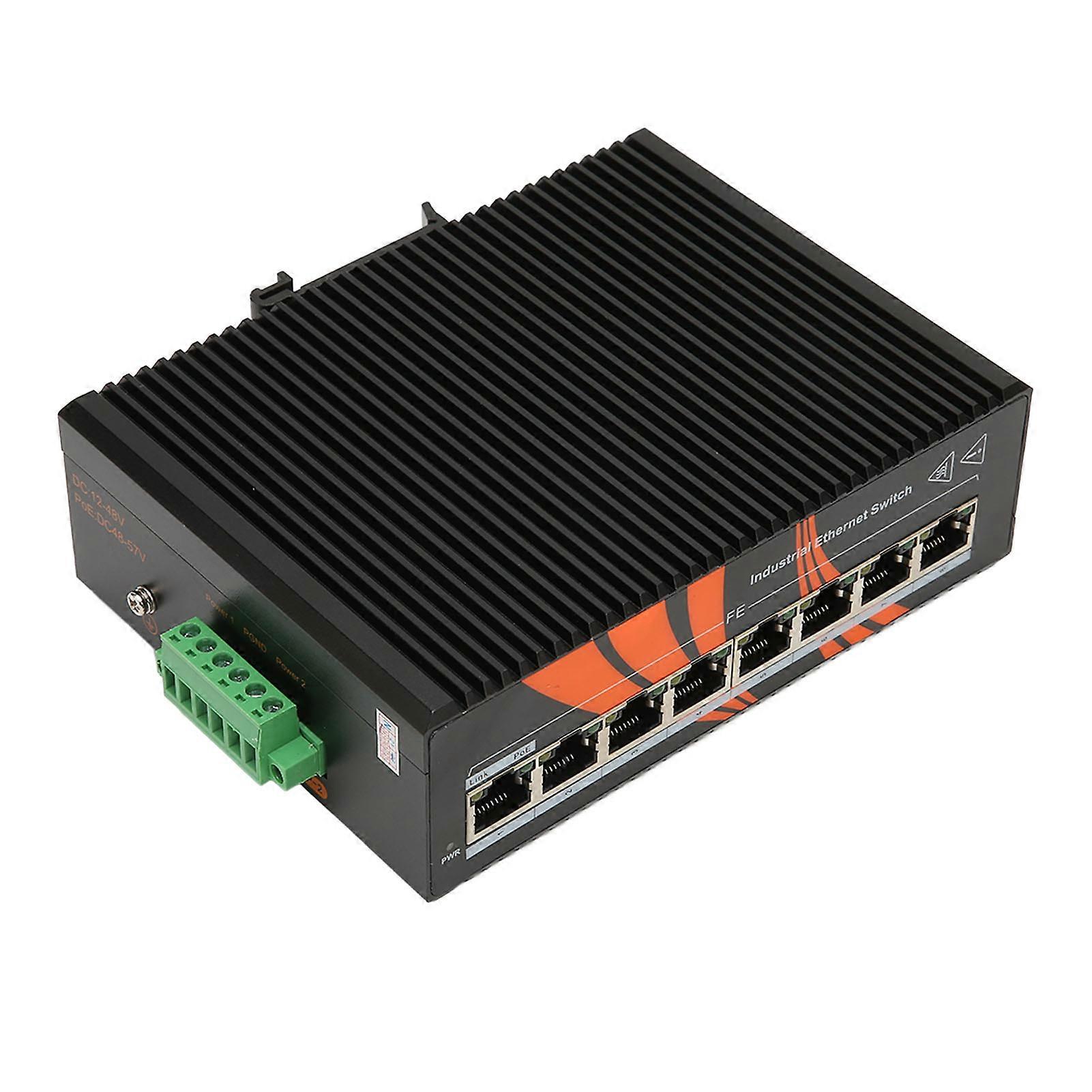 Industrial Ethernet Switches 8 Port Unmanaged DIN Rail Minus 40 to 75 Degree Centigrade 12 to 58V DC Input Network Switch