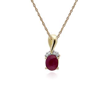 Classic Oval Ruby & Diamond Twisted Bale Pendant Necklace...