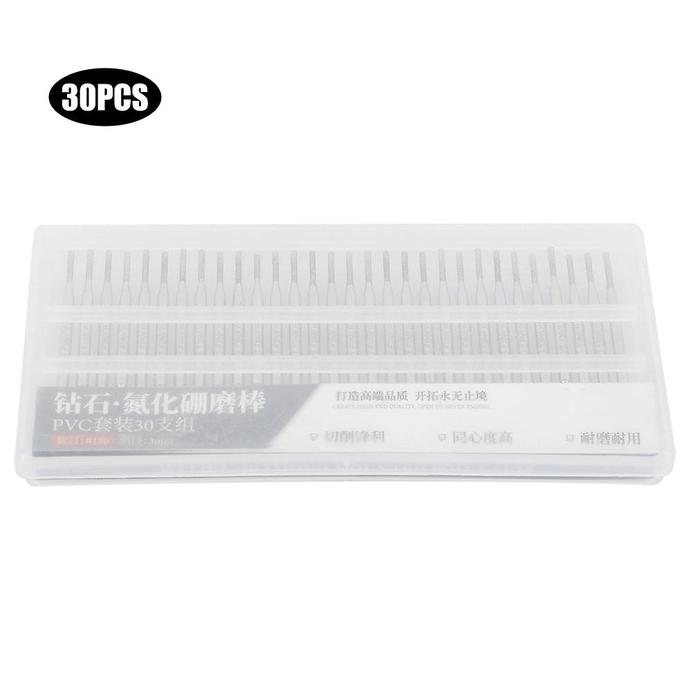 30Pcs Grinding Needle Set Emery Cylindrical Flat Head Electric Grinder Accessories 1.5mm