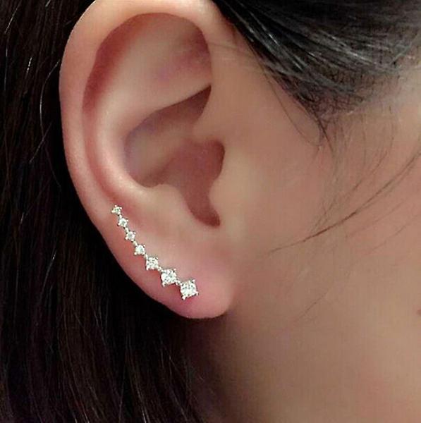 Four-Prong CZ Diamonds 18K Plated Stud Earrings