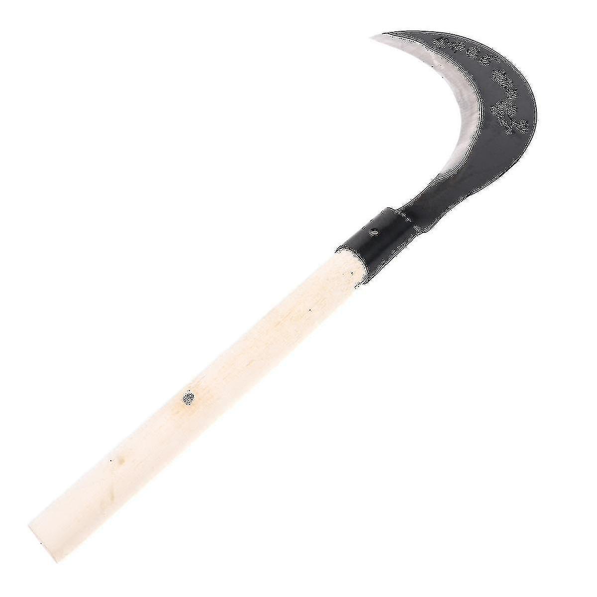1 Pack Grass Sickle Manganese Steel Long Handle Hand Sickle Grass Sickle Weeding Sickle