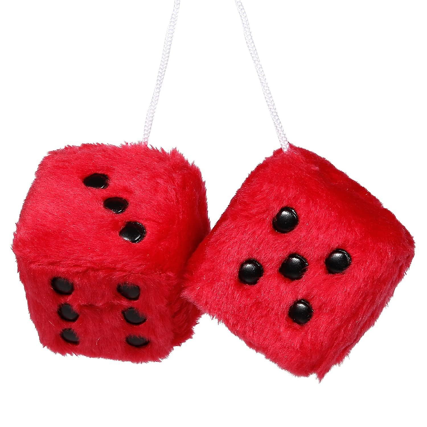 Car Rear View Mirror Ornament Plush Square Dice Design