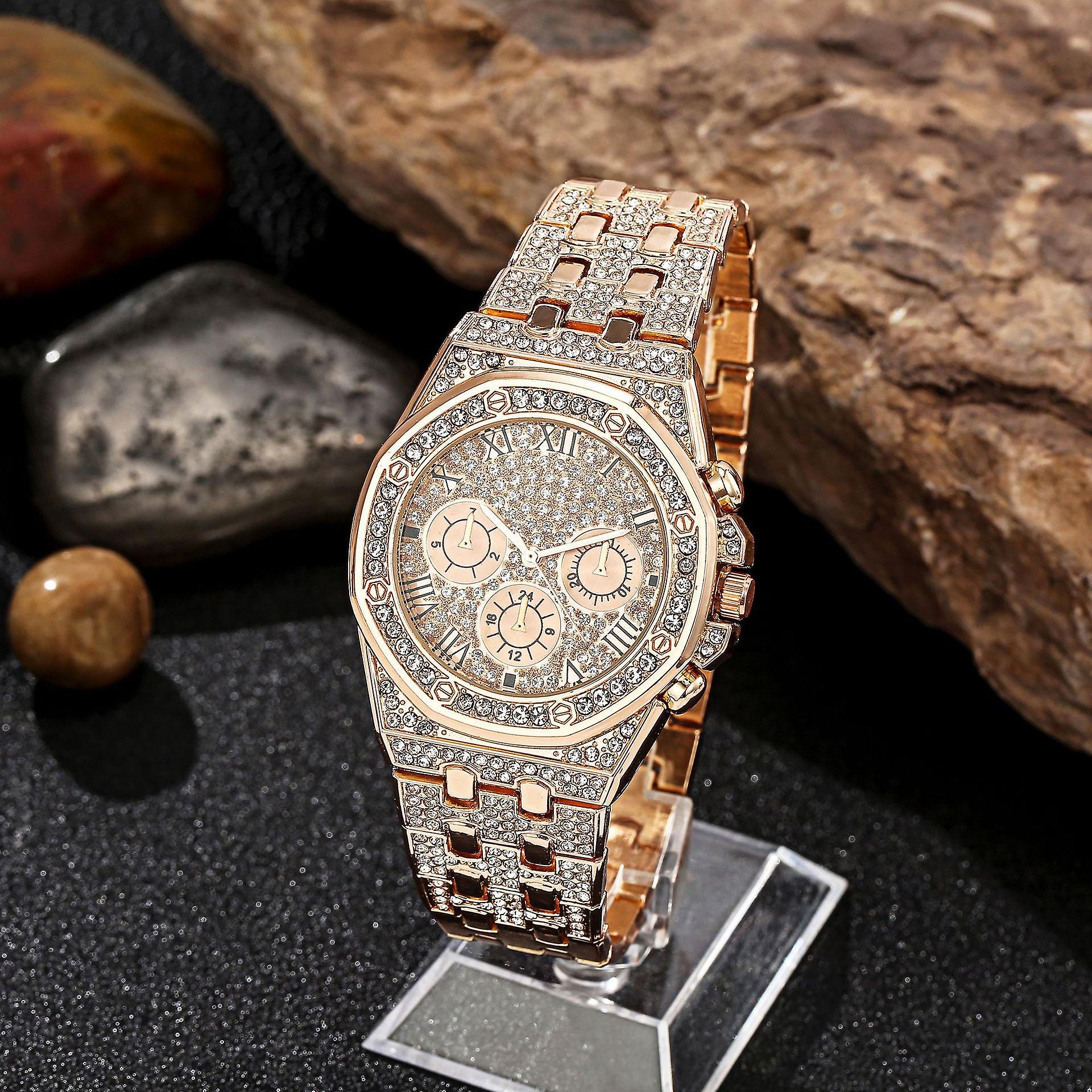 ساعات الرجال كامل الماس الصلب حزام الكوارتز الدورية الطلب الهاتفي هدية