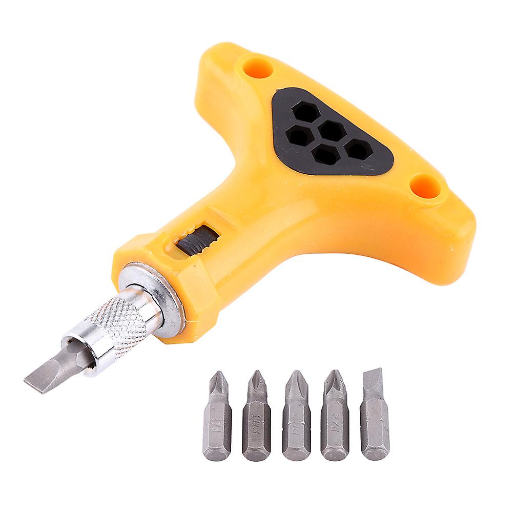Manual multi-functional ratchet screwdriver set comes with 6 replaceable bits, suitable for repairs