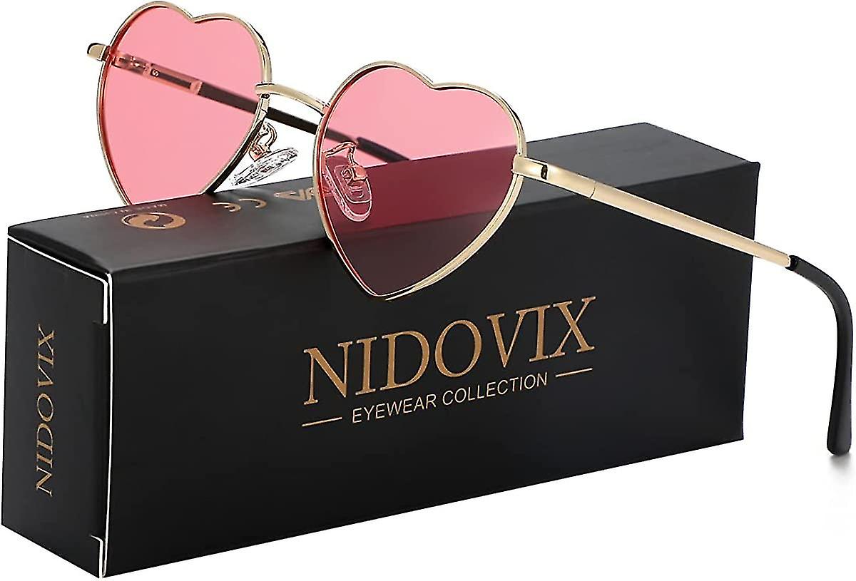 Eiuizah Heart Shaped Sunglasses - Polarized Metal Frame UV400 Sun Glasses For Women & Men