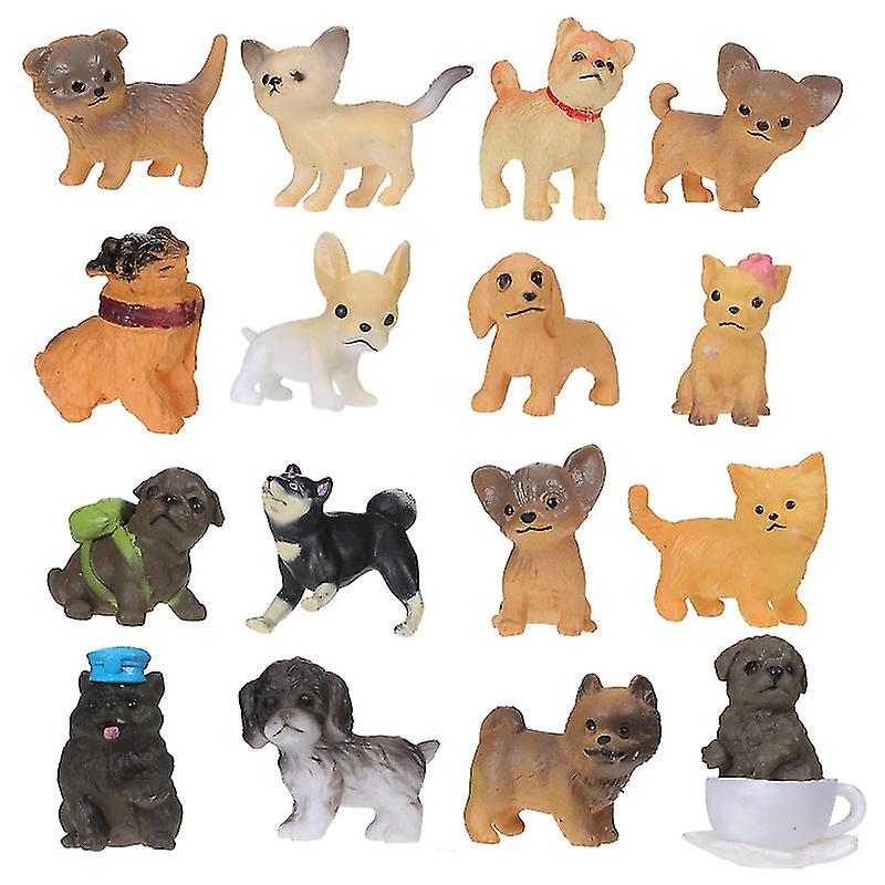 16pcs Dog Figurines Playset