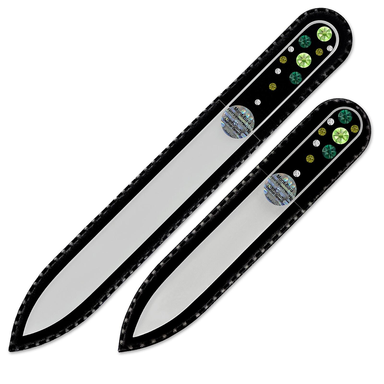 Set of 2 Transparent Crystal Nail Files with crystals W-MS - Peridot - Emerald