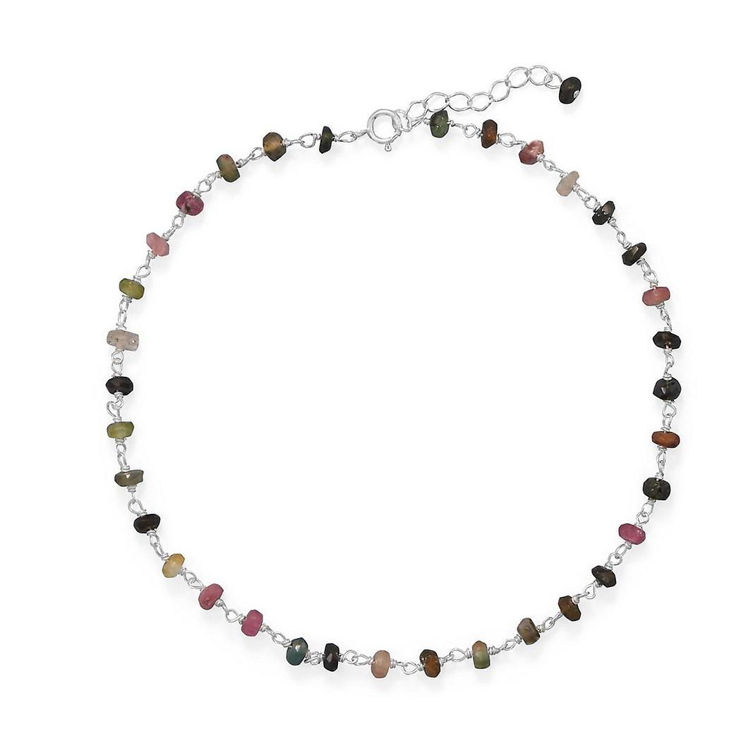 925 Sterling Silver Multi Color Tourmaline Anklet Colorful Add a Pop of-Color to Any Outfit Spring-Ring-Anklet for Women
