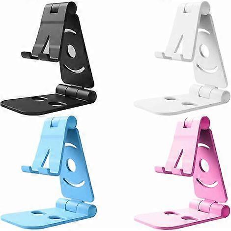 4 Pack Phone Stand, Tablet Stand, Adjustable Multi-Angle Desktop Portable Stand (Black+White+Pink+Blue)