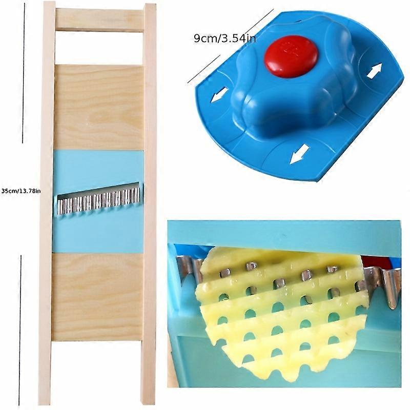 2 Stück, Kartoffelgittermacher und Handschutz, Edelstahl Wellenhacker, Kartoffelschneider, Edelstahl Gemüsehacker, Multifunktionsgurke